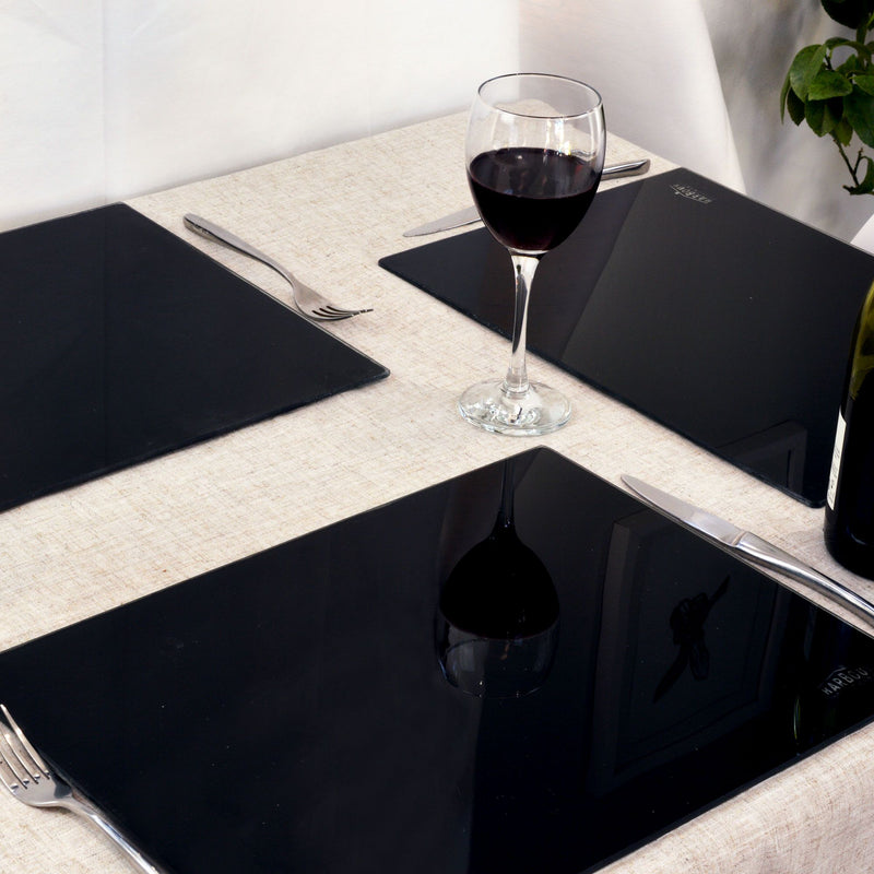 Harbour Housewares Classic Glass Placemat 400x300mm - Black