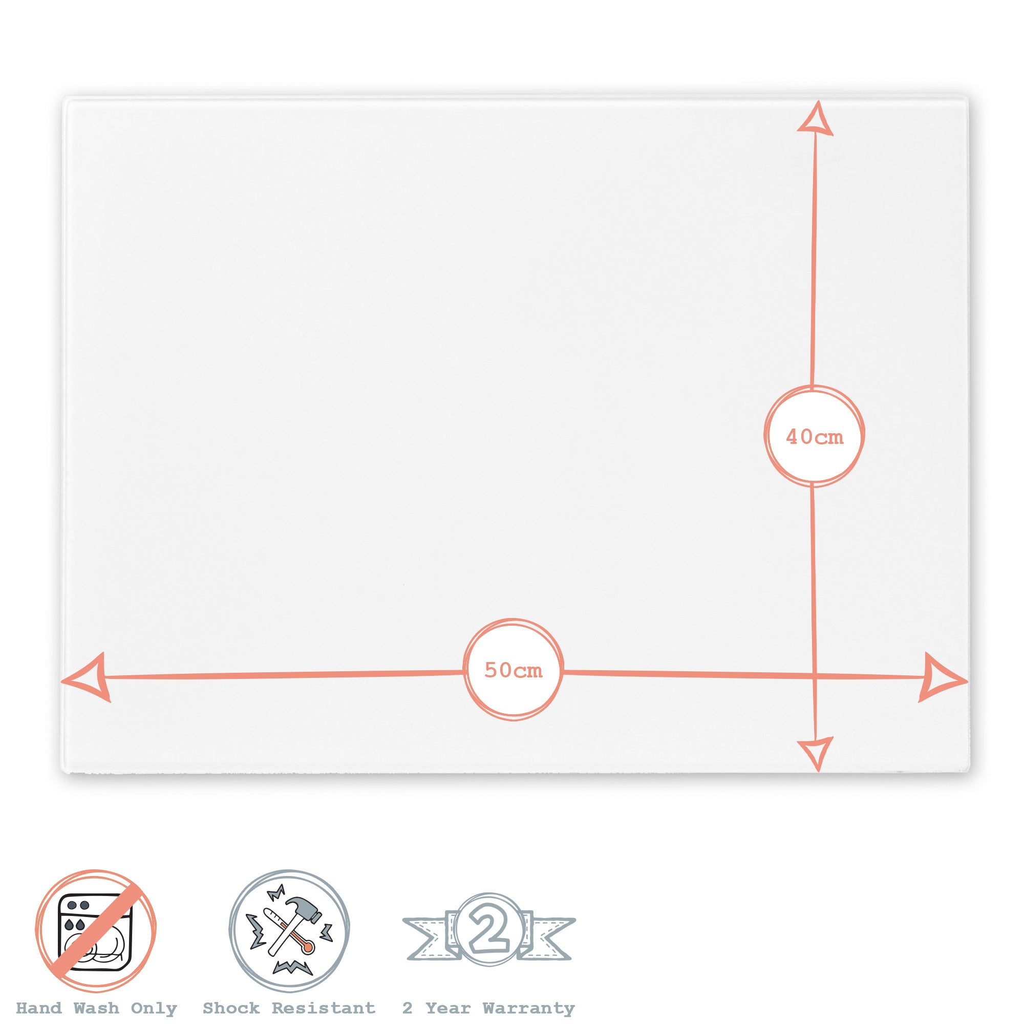 Harbour Housewares Glass Worktop Saver / Placemat - 50 x 40cm - Black