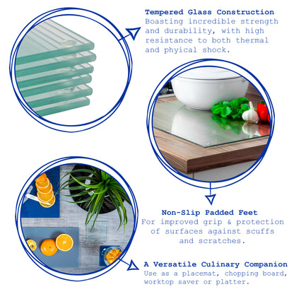 Harbour Housewares Classic Glass Placemat 300x200mm - Clear