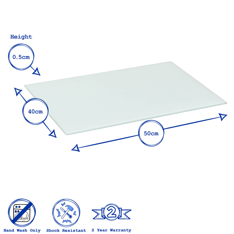 Harbour Housewares Glass Worktop Saver / Placemat - 50 x 40cm - White