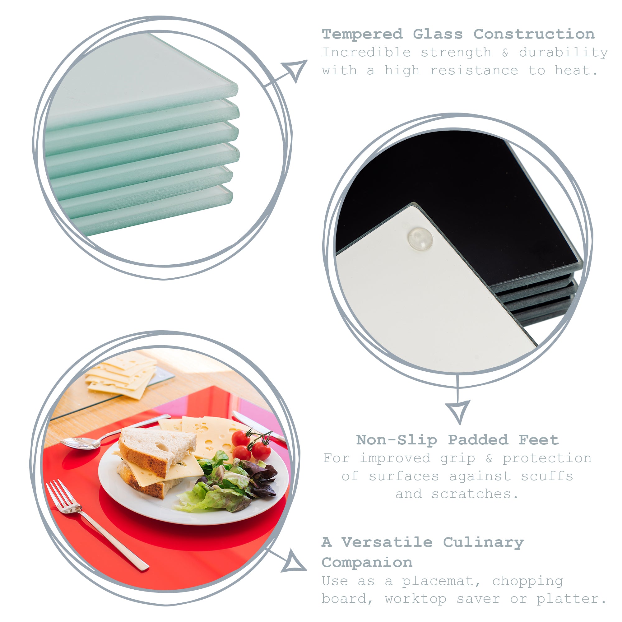 Harbour Housewares Classic Glass Placemat 400x300mm - Red