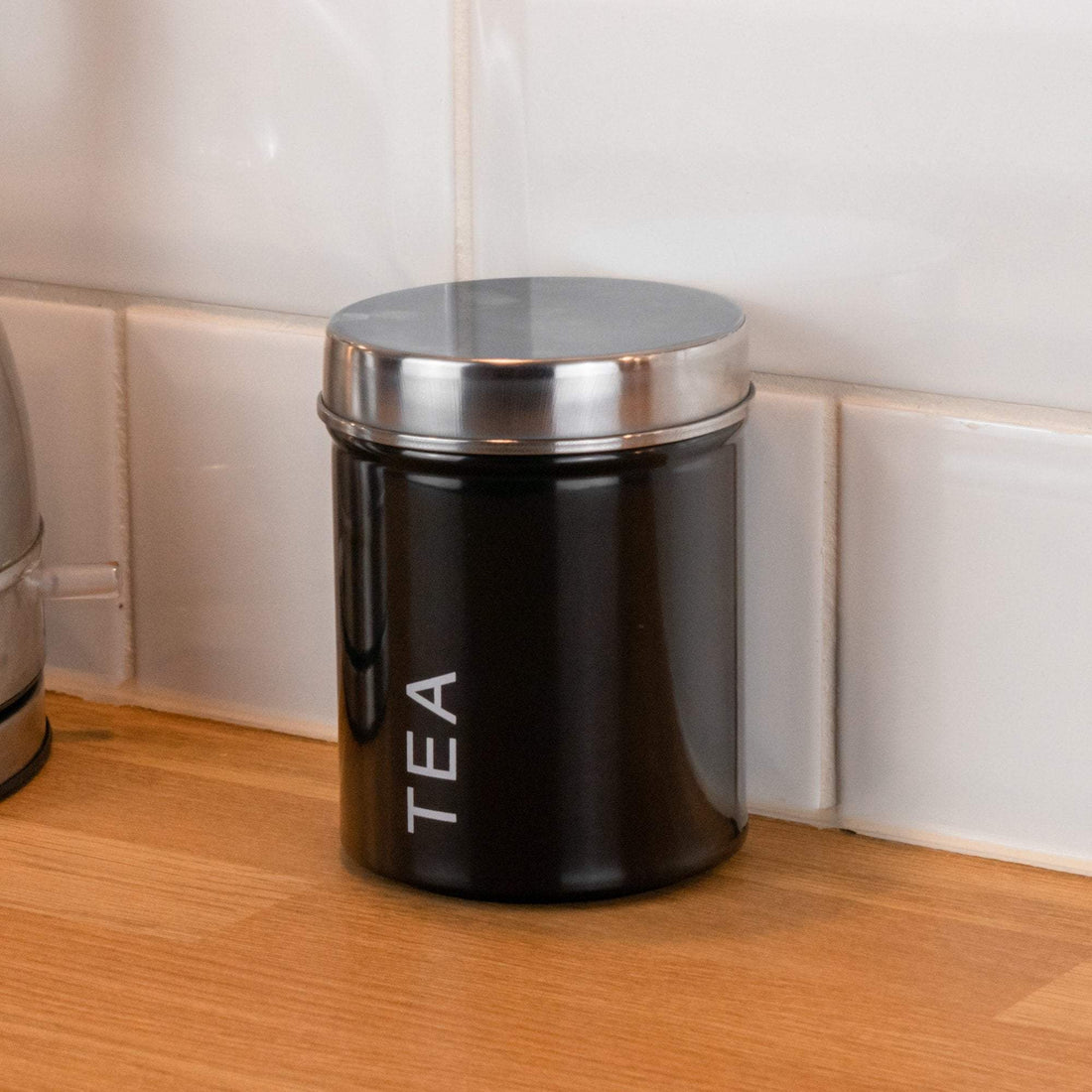 Harbour Housewares Metal Tea Canister - Black