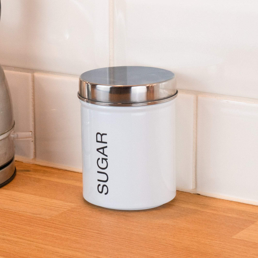 Harbour Housewares Metal Sugar Canister - White