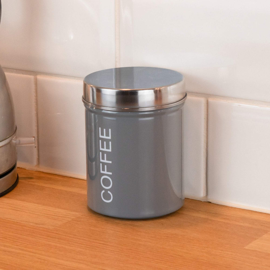 Harbour Housewares Metal Coffee Canister - Grey