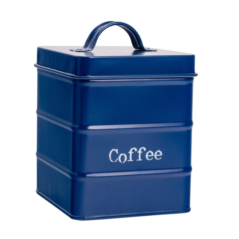 Harbour Housewares Vintage Metal Kitchen Coffee Canister - Navy