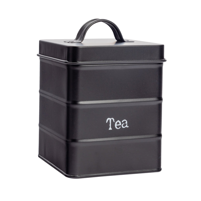 Harbour Housewares Vintage Metal Kitchen Tea Canister - Black