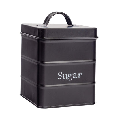 Harbour Housewares Vintage Metal Kitchen Sugar Canister - Black