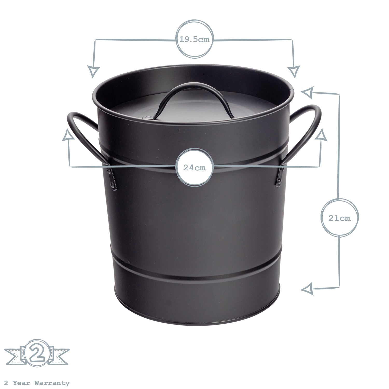 Ice Bucket with Lid &amp; Scoop - Black