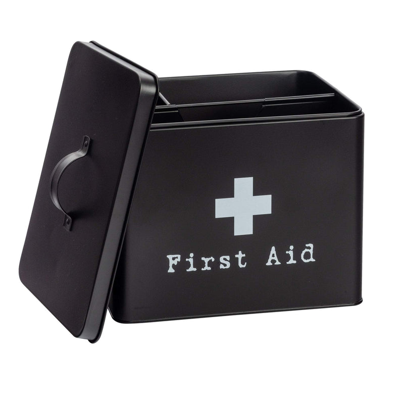 Harbour Housewares Vintage Metal First Aid Medicine Storage Box with Lid
