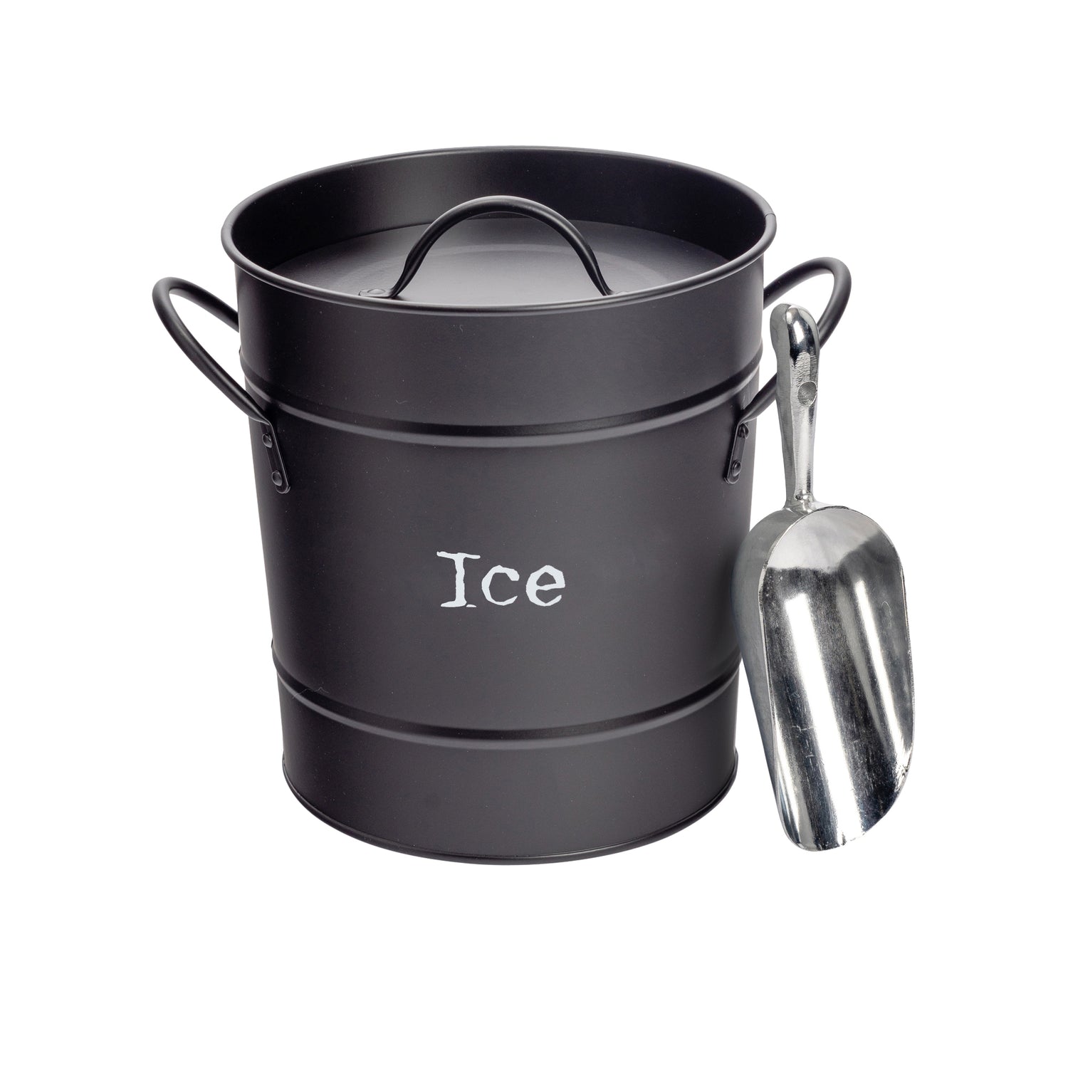 Harbour Housewares Ice Bucket with Lid &amp; Scoop - Black