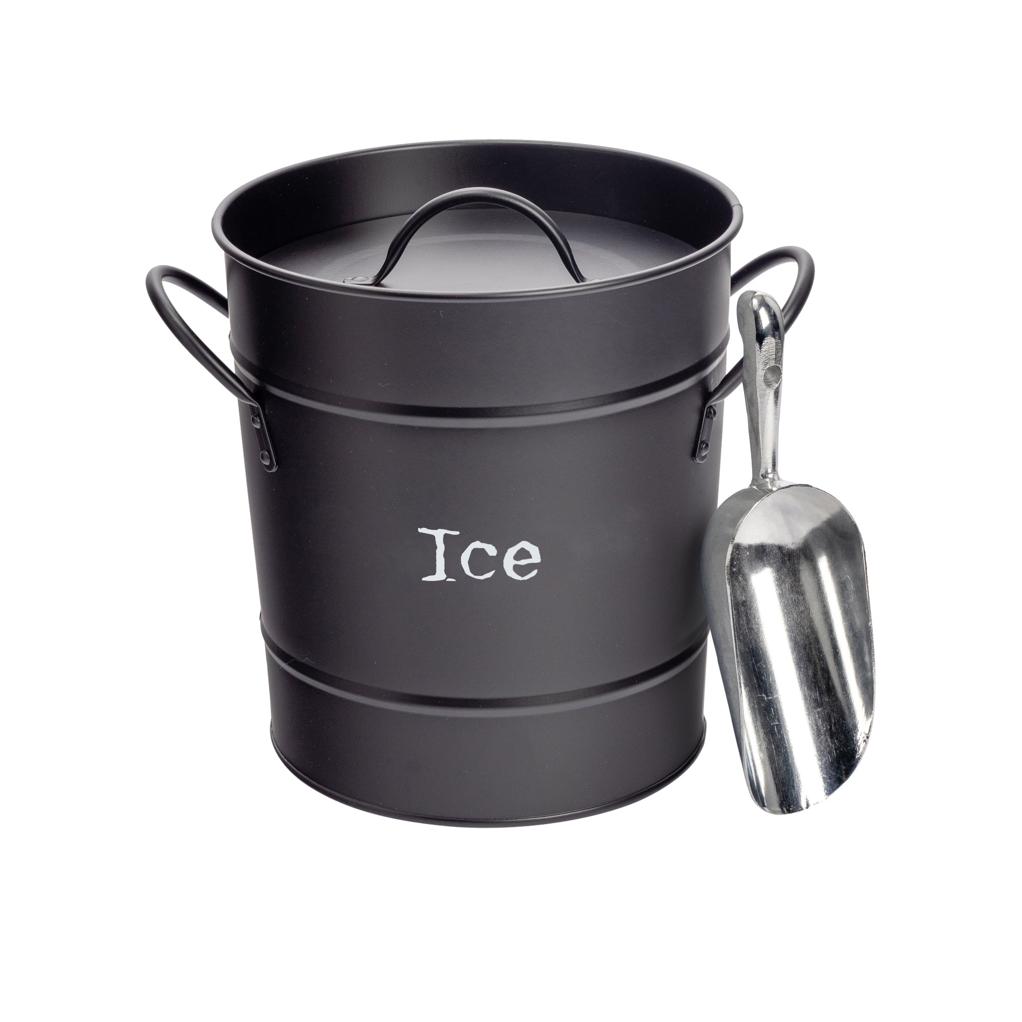 Harbour Housewares Ice Bucket with Lid &amp; Scoop - Black