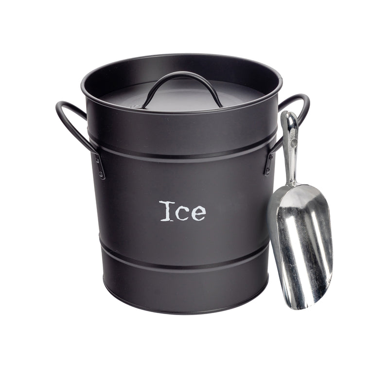 Harbour Housewares Ice Bucket with Lid & Scoop - Black