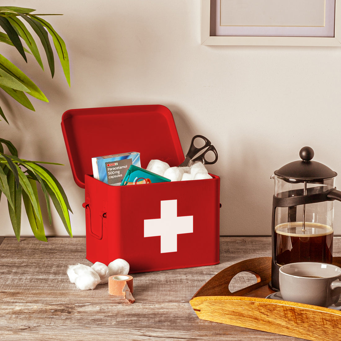 Harbour Housewares Vintage First Aid Storage Canister - Red