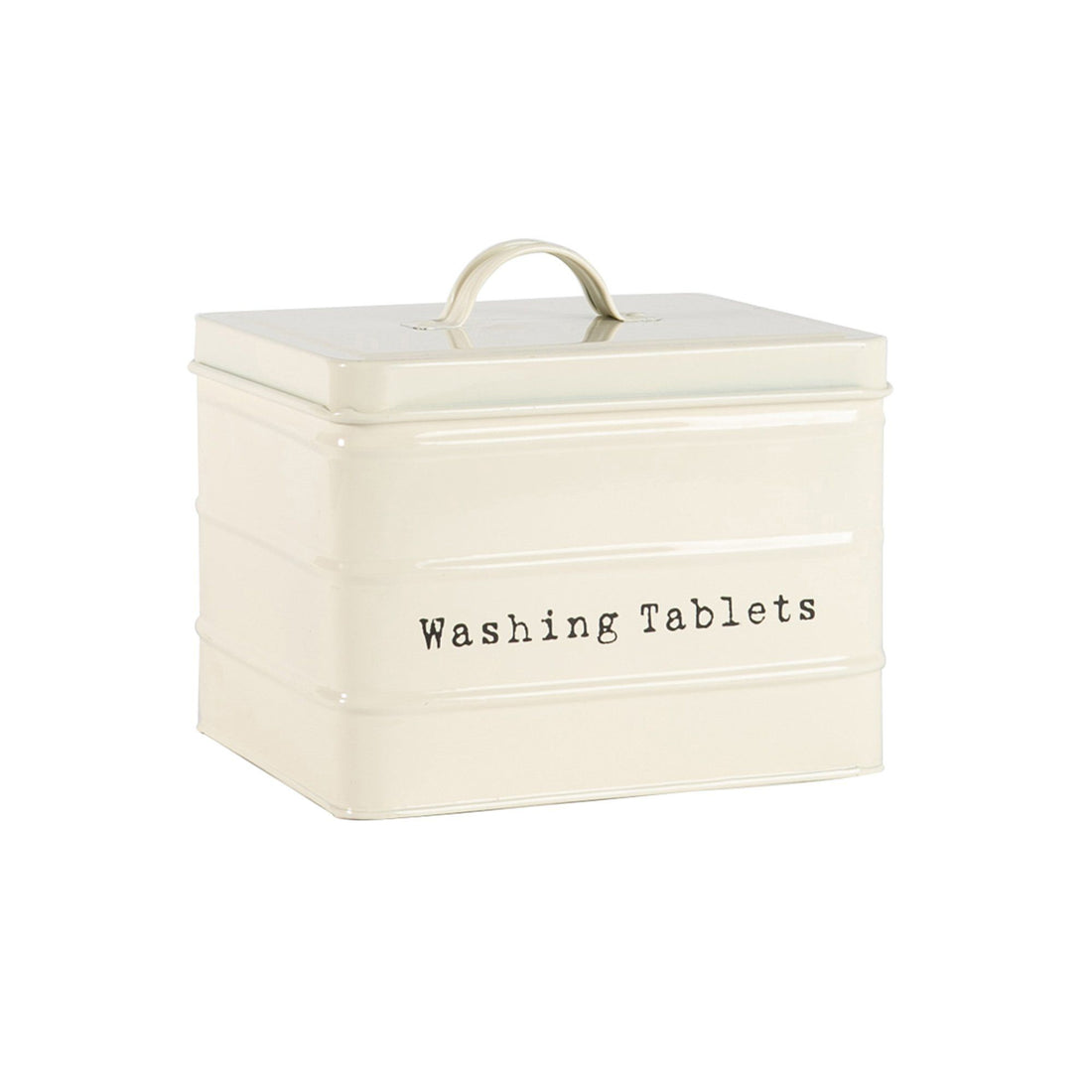 Harbour Housewares Vintage Metal Washing Tablets Storage Tin - Cream