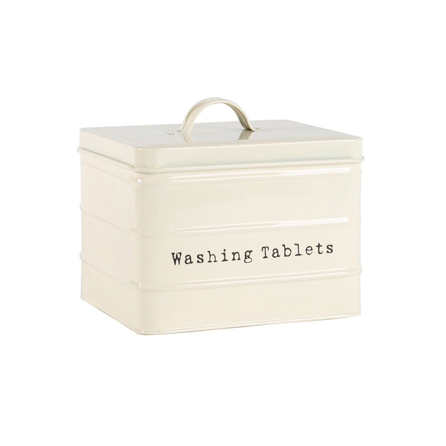 Harbour Housewares Vintage Metal Washing Tablets Storage Tin - Cream