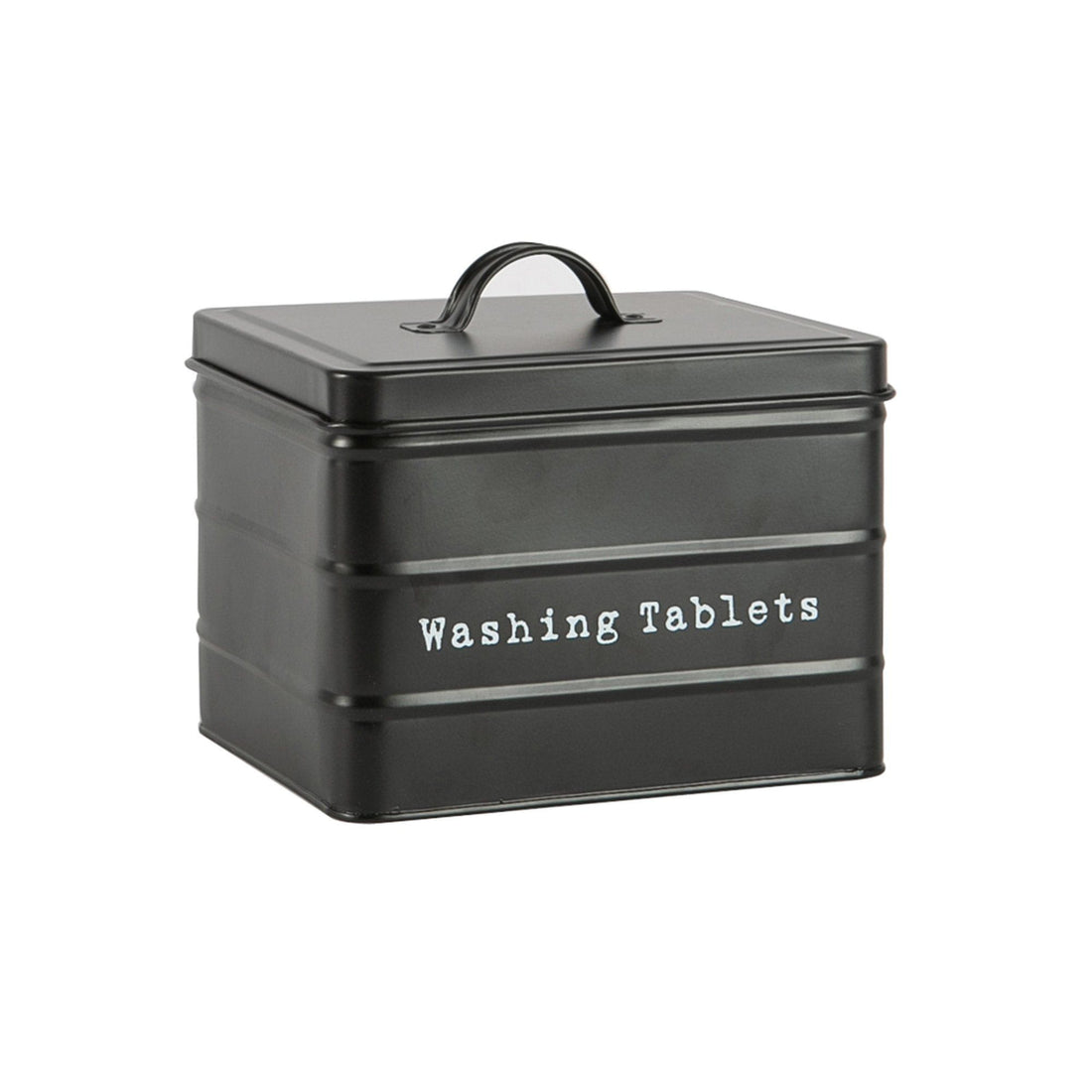 Harbour Housewares Vintage Metal Washing Tablets Storage Tin - Black