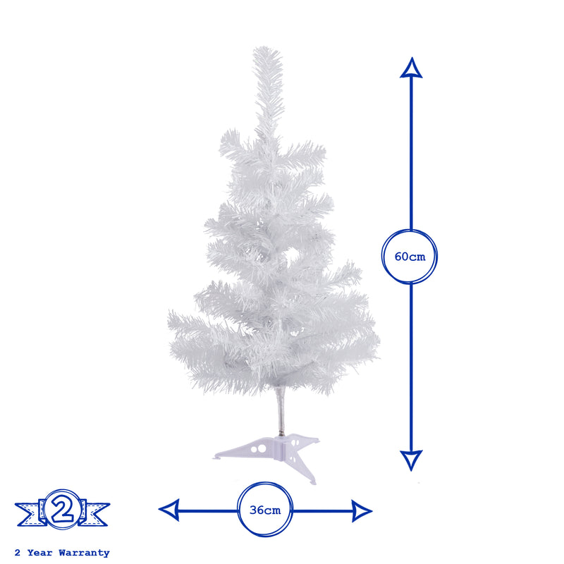 Harbour Housewares Artificial Pine Christmas Tree With Stand - White - 2ft