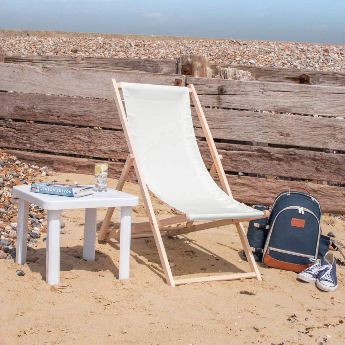 Cream Coloured Beach Deck Chair from Rinkit