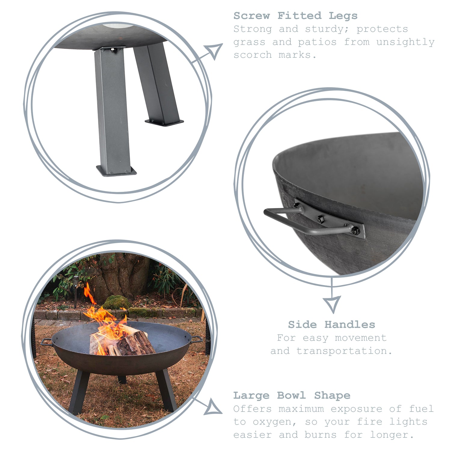 Harbour Housewares Cast Iron Garden Fire Pit - 100cm