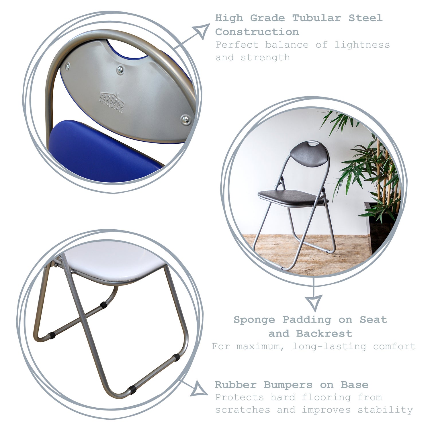 Harbour Housewares Black Padded, Folding, Desk Chair - Pallet of 108