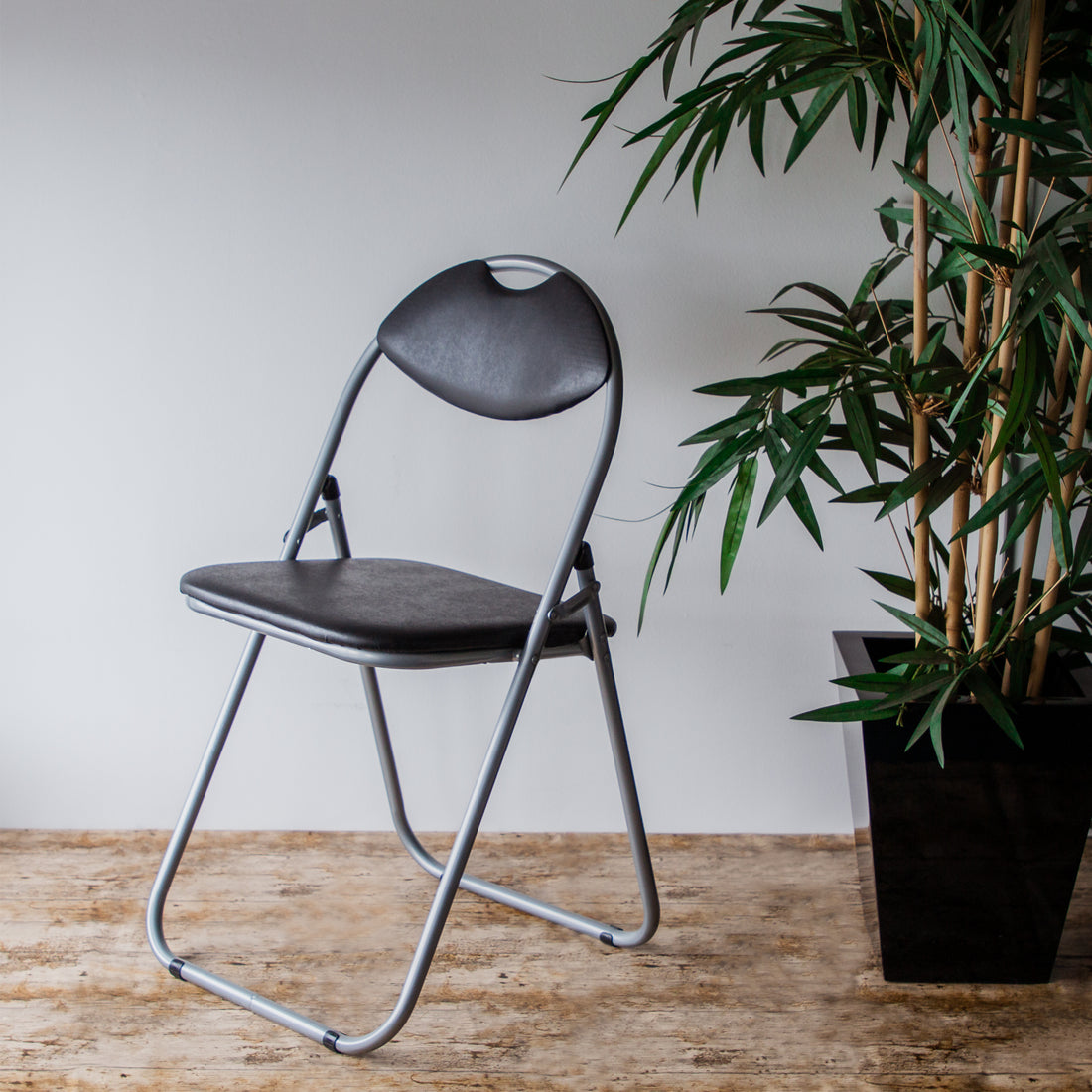 Harbour Housewares Black Padded, Folding, Desk Chair