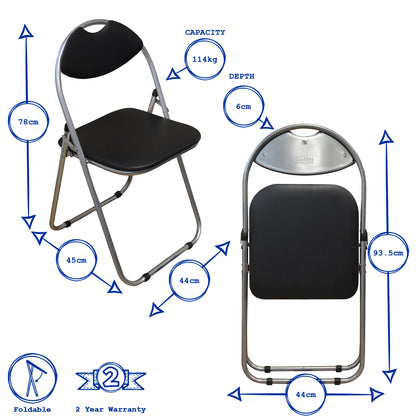 Harbour Housewares Black Padded, Folding, Desk Chair
