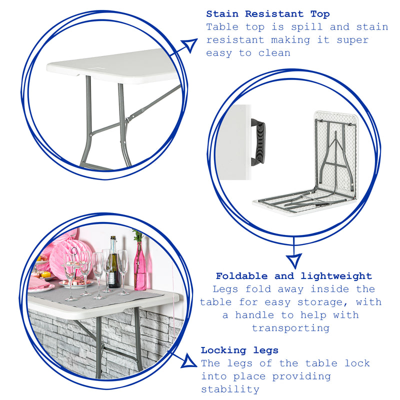 Harbour Housewares Rectangle Trestle Folding Table - 6"ft