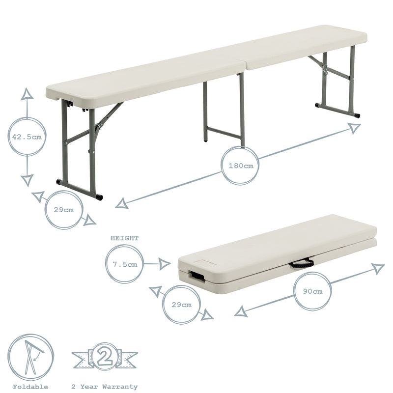 Harbour Housewares Folding Picnic and Camping Bench - Supports four people