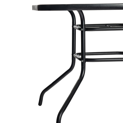 Harbour Housewares Glass Top Garden Table - 90 x 90cm - Black