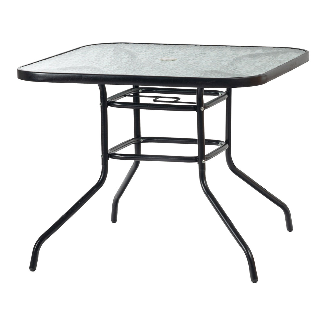 Harbour Housewares Glass Top Garden Table - 90 x 90cm - Black