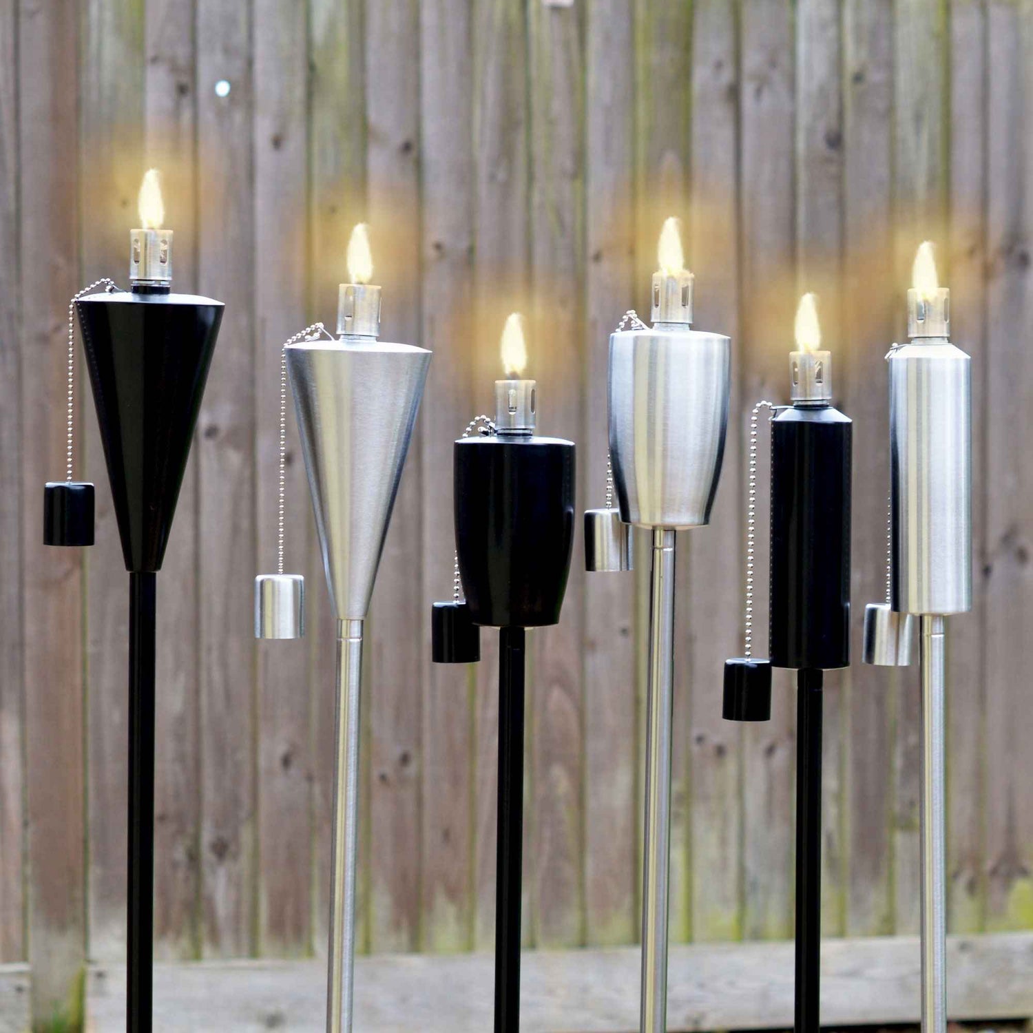 Harbour Housewares Outdoor Fire Torches - Silver - Round Design