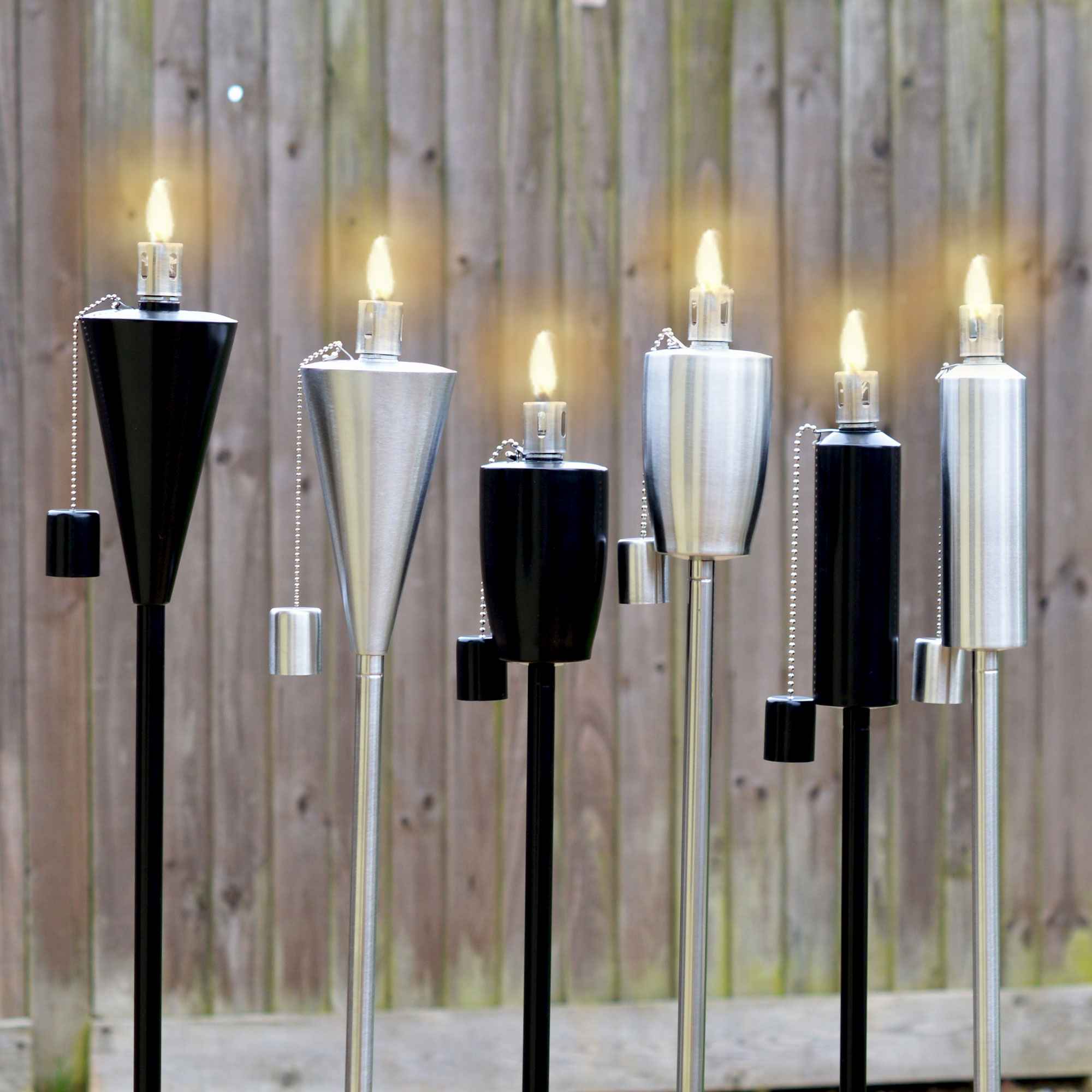 Harbour Housewares Outdoor Fire Torches - Silver - Round Design