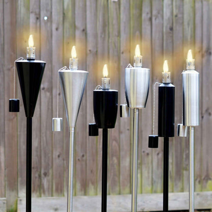 Harbour Housewares Outdoor Fire Torches - Silver - Round Design