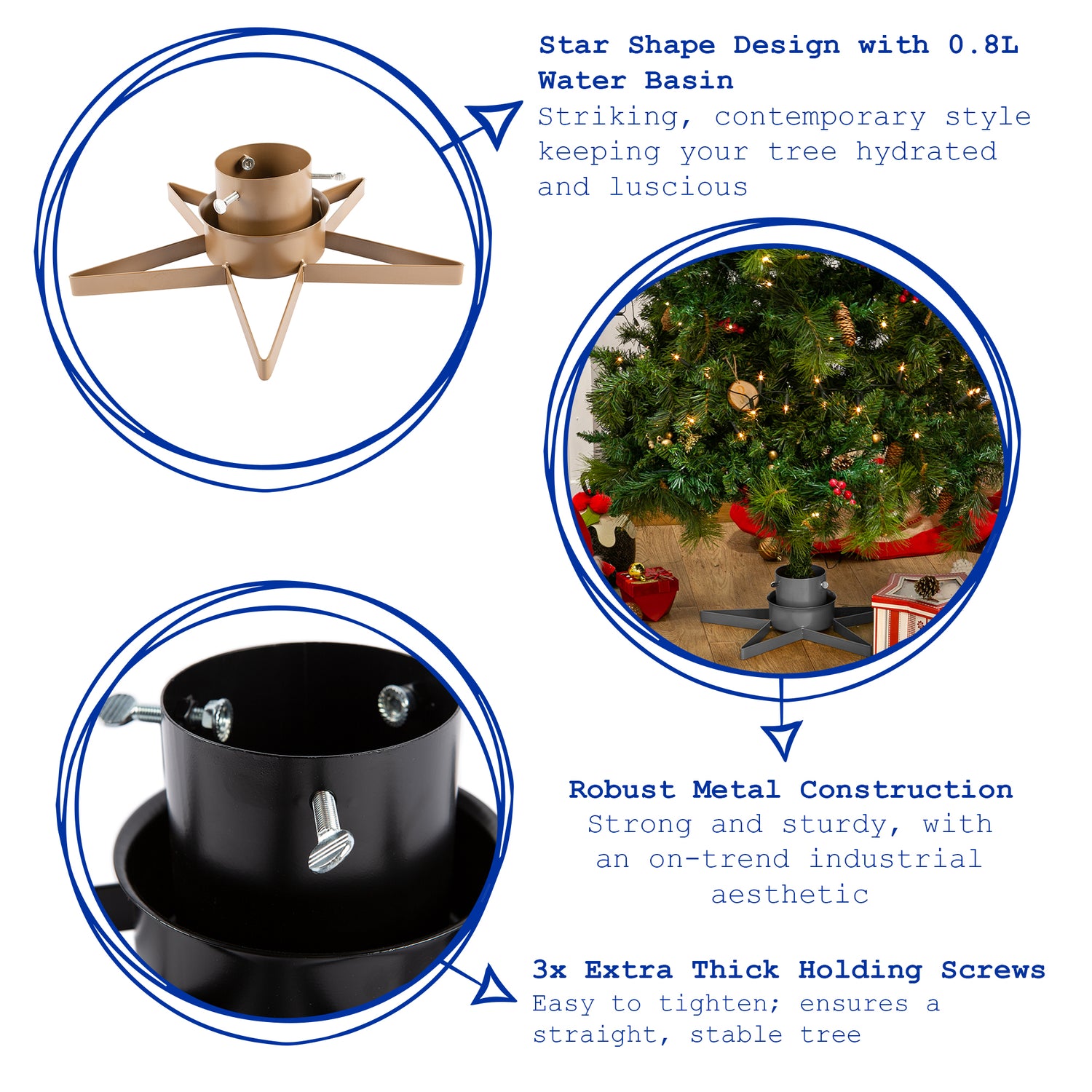 Silver Metal Star Christmas Tree Stand - By Harbour Housewares