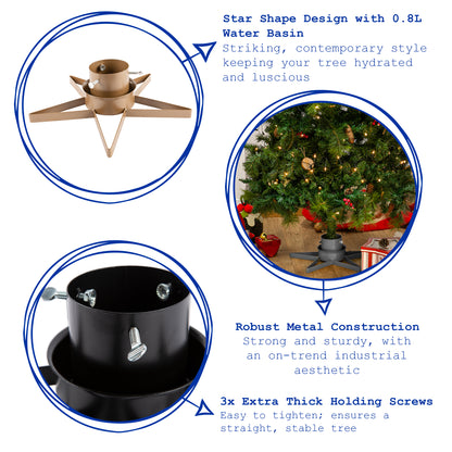 Silver Metal Star Christmas Tree Stand - By Harbour Housewares