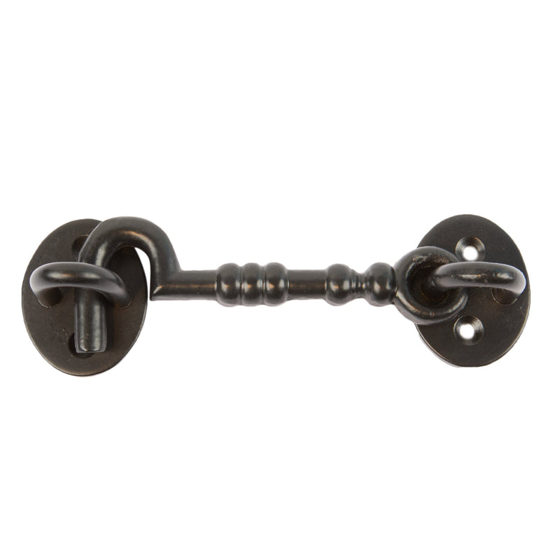 125mm Black Ornate Cabin Hook and Eye - By Hammer & Tongs