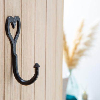 Single Heart Hook - W65mm x H130mm - Black