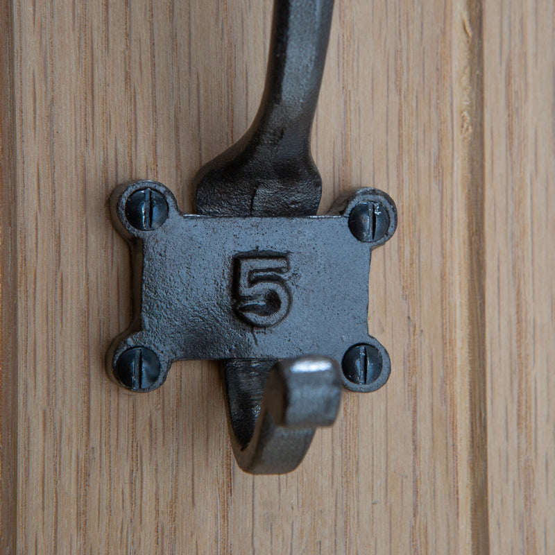Number 5 Cast Iron 50 x 115mm Double Wall Hook - By Hammer & Tongs