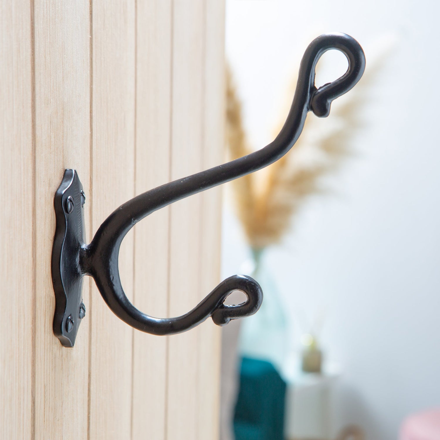 Curly Hat &amp; Coat Hook - W40mm x H140mm - Black