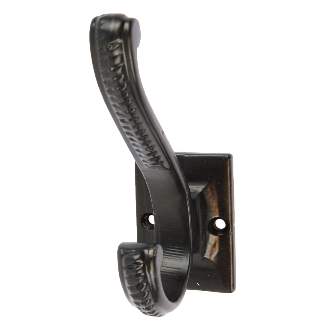 Square Back Scroll Hat &amp; Coat Hook - W35mm x H100mm - Black