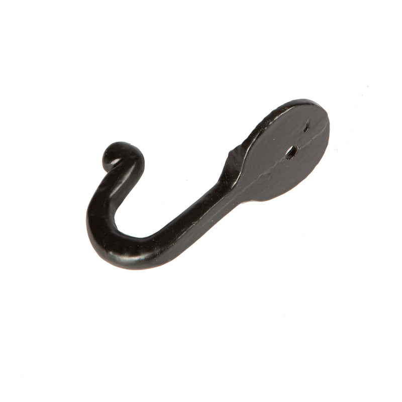 Hammered Round Plate Single Hook - W30mm x H65mm - Black