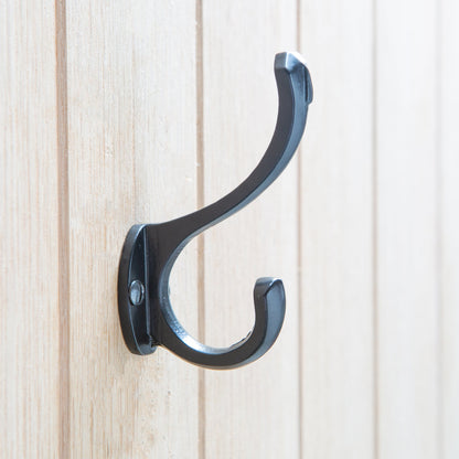 Bevelled End Hat &amp; Coat Hook - W25mm x H85mm - Black