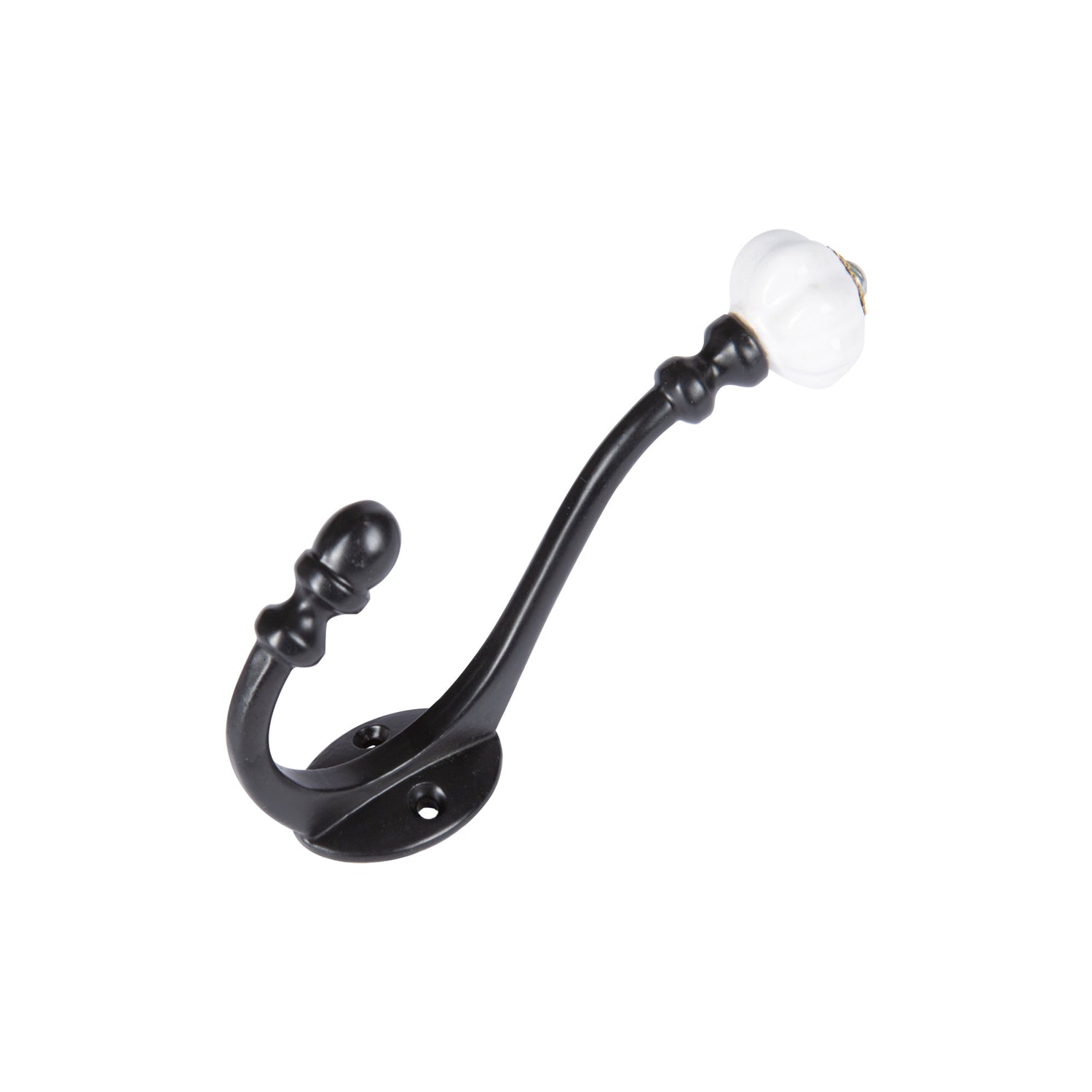 Hammer &amp; Tongs Ceramic Flower Hat &amp; Coat Hook - 135mm - Black