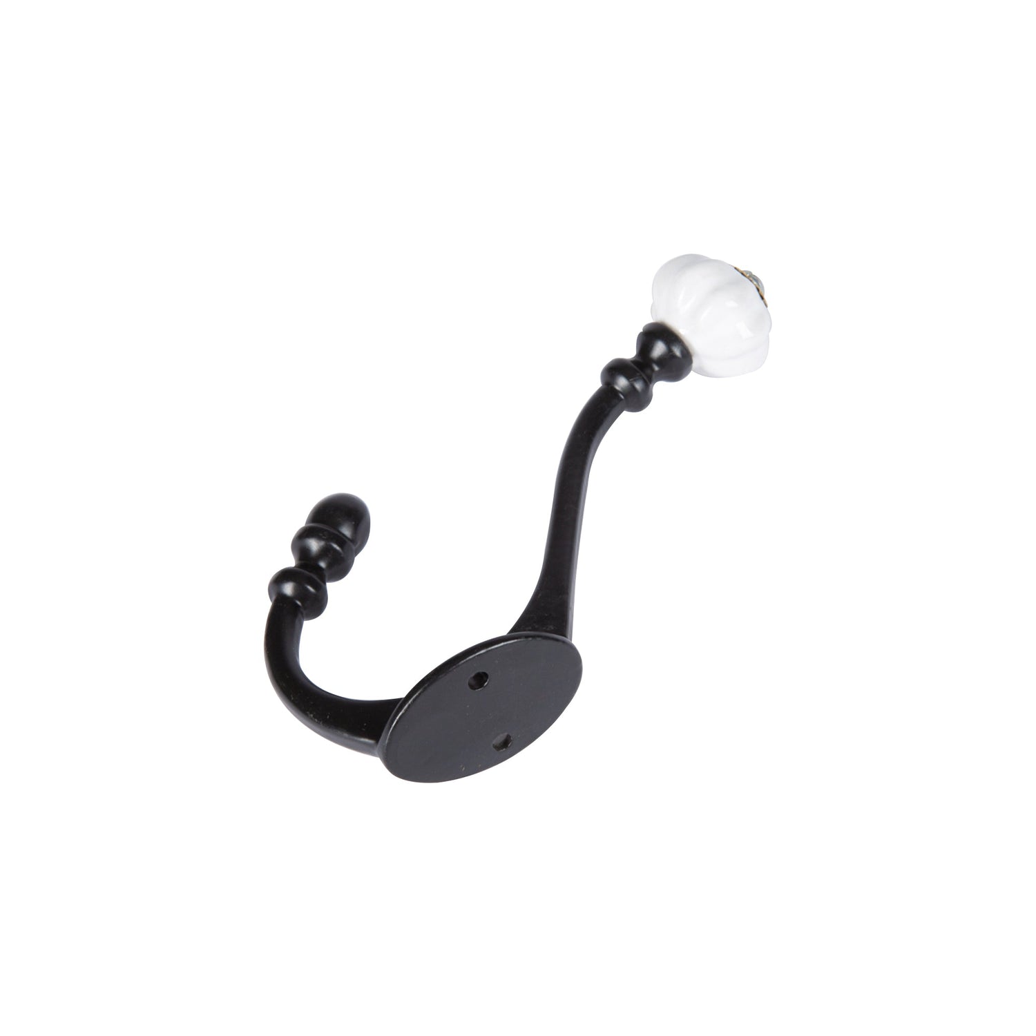 Ceramic Flower Hat &amp; Coat Hook - W30mm x H140mm - Black