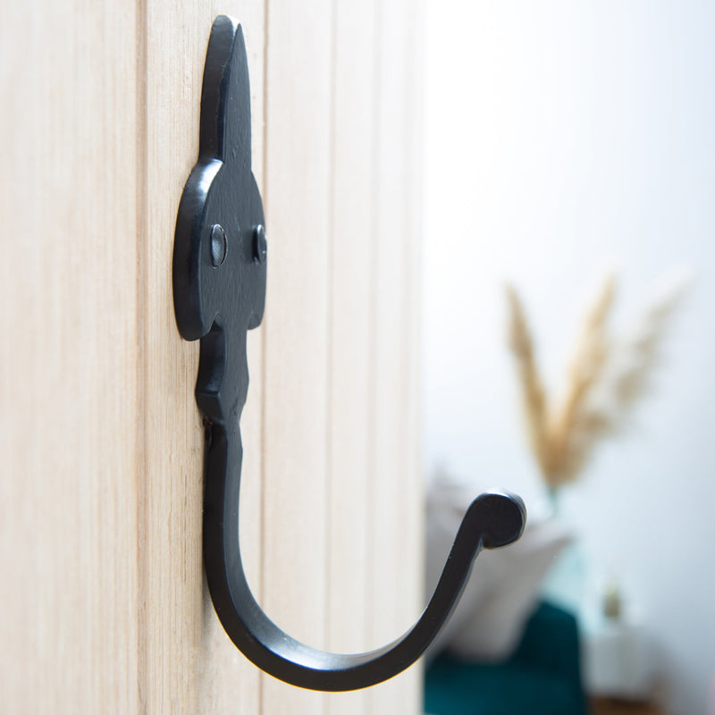 Fleur De Lis Coat Hook - W50mm x H120mm - Black