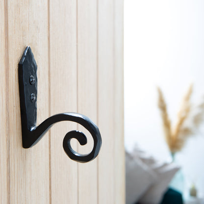 Hammered Scroll Hook - W30mm x H95mm - Black