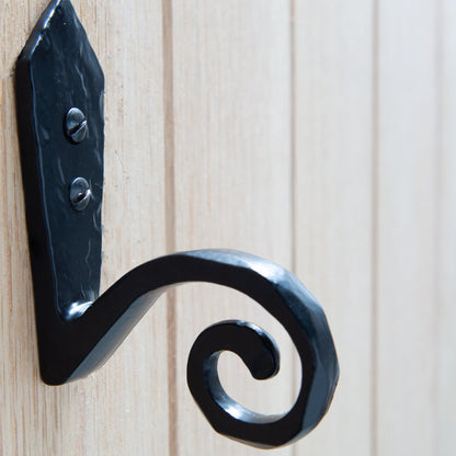 Hammered Scroll Hook - W30mm x H95mm - Black