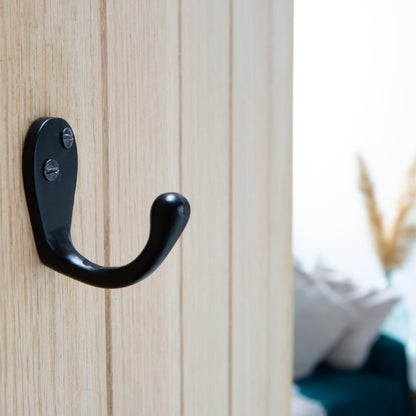 Narrow Single Robe Hook - W30mm x H55mm - Black