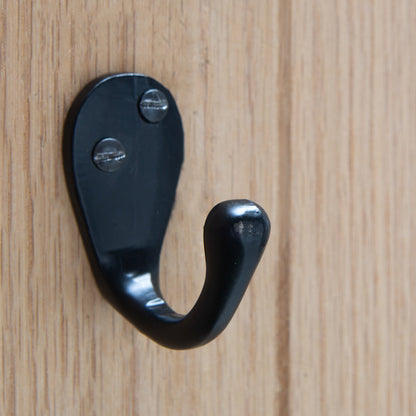 Narrow Single Robe Hook - W30mm x H55mm - Black