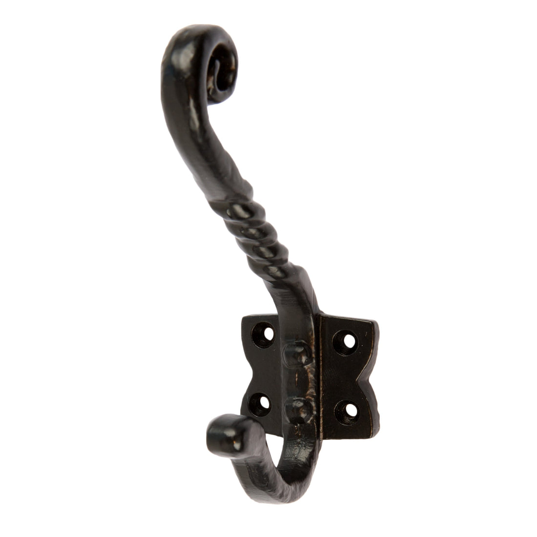 Twisted Scroll Hat &amp; Coat Hook - W40mm x H125mm - Black